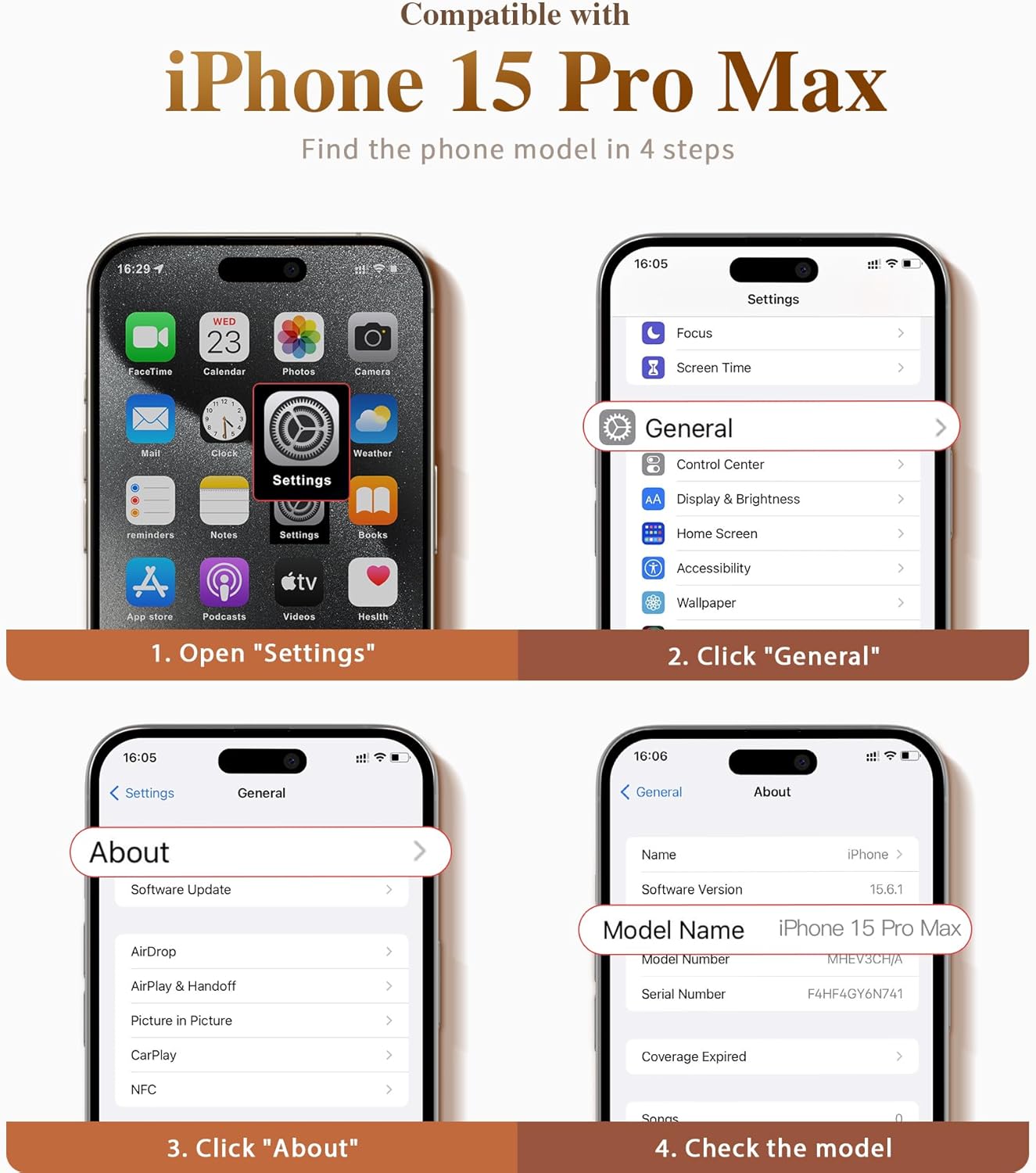 GVIEWIN Funda compatible con iPhone 15 Pro Max de 6.7 pulgadas, protector de pantalla + protector de lente de cámara, protección contra caídas a