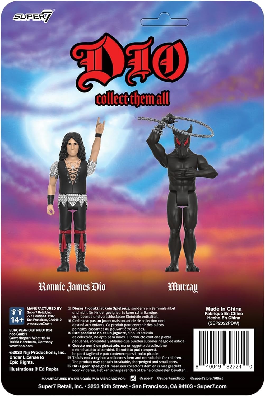 Super7 Ronnie James Dio – Figura de acción Dio de 3.75 pulgadas con accesorio de metal pesado coleccionables y juguetes retro
