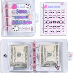 Mini carpeta con sobres, carpeta de presupuesto de almacenamiento, libro de presupuesto, caja de desafío de ahorro de efectivo con bolsas, carpeta Mini carpeta con sobres, carpeta de presupuesto de almacenamiento, libro de presupuesto, caja de desafío de ahorro de efectivo con bolsas, carpeta