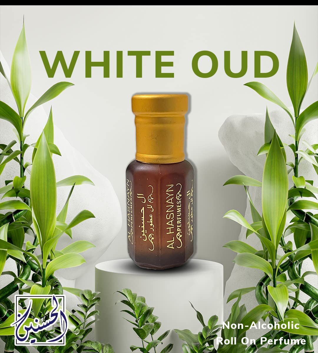 AL HASNAYN ENTERPRISES WHITE OUD – Perfume esencial de colonia para hombre, Roll-On Attar (edición limitada), 0.2 fl oz (0.2 fl oz) sin alcohol,