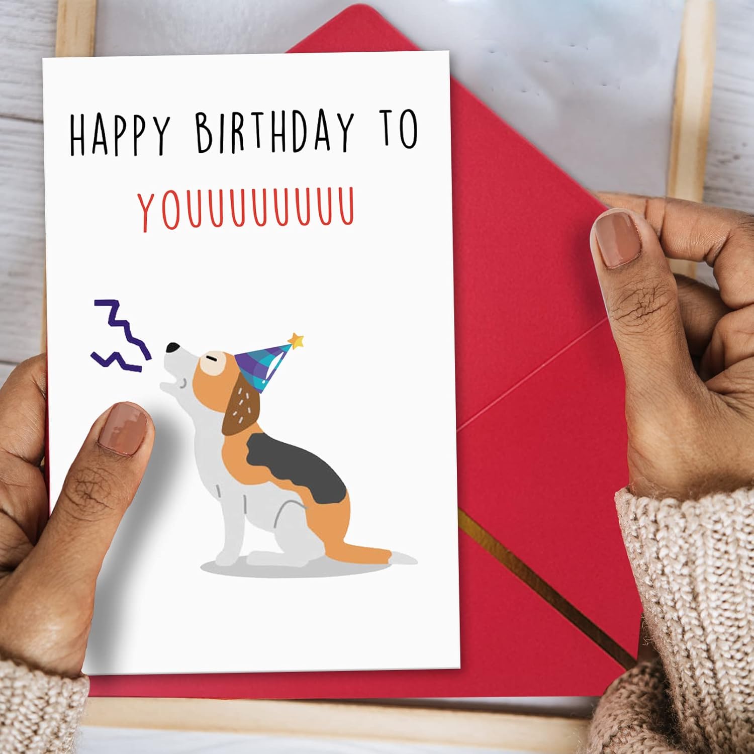 Ziwenhu Tarjeta de cumpleaños de perro linda para mamá papá, tarjeta de cumpleaños especial de cachorro de perro, divertida tarjeta de felicitación