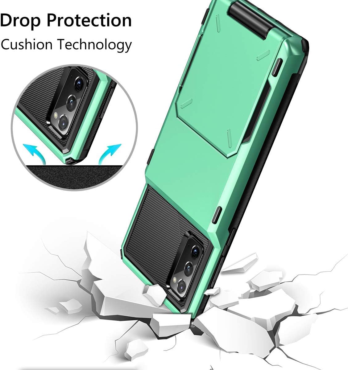 Vofolen Funda para Galaxy Note 20 5G Wallet 4-Card Flip Cover Soporte para tarjeta de crédito Ranura de identificación Bolsillo oculto de doble capa