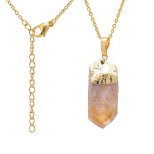 Paialco 1.0″  1.5″ Natural Citrine Charm Rough Stone Crystal Point Pendant Necklace, Yellow Tone Paialco 1.0″  1.5″ Natural Citrine Charm Rough Stone Crystal Point Pendant Necklace, Yellow Tone