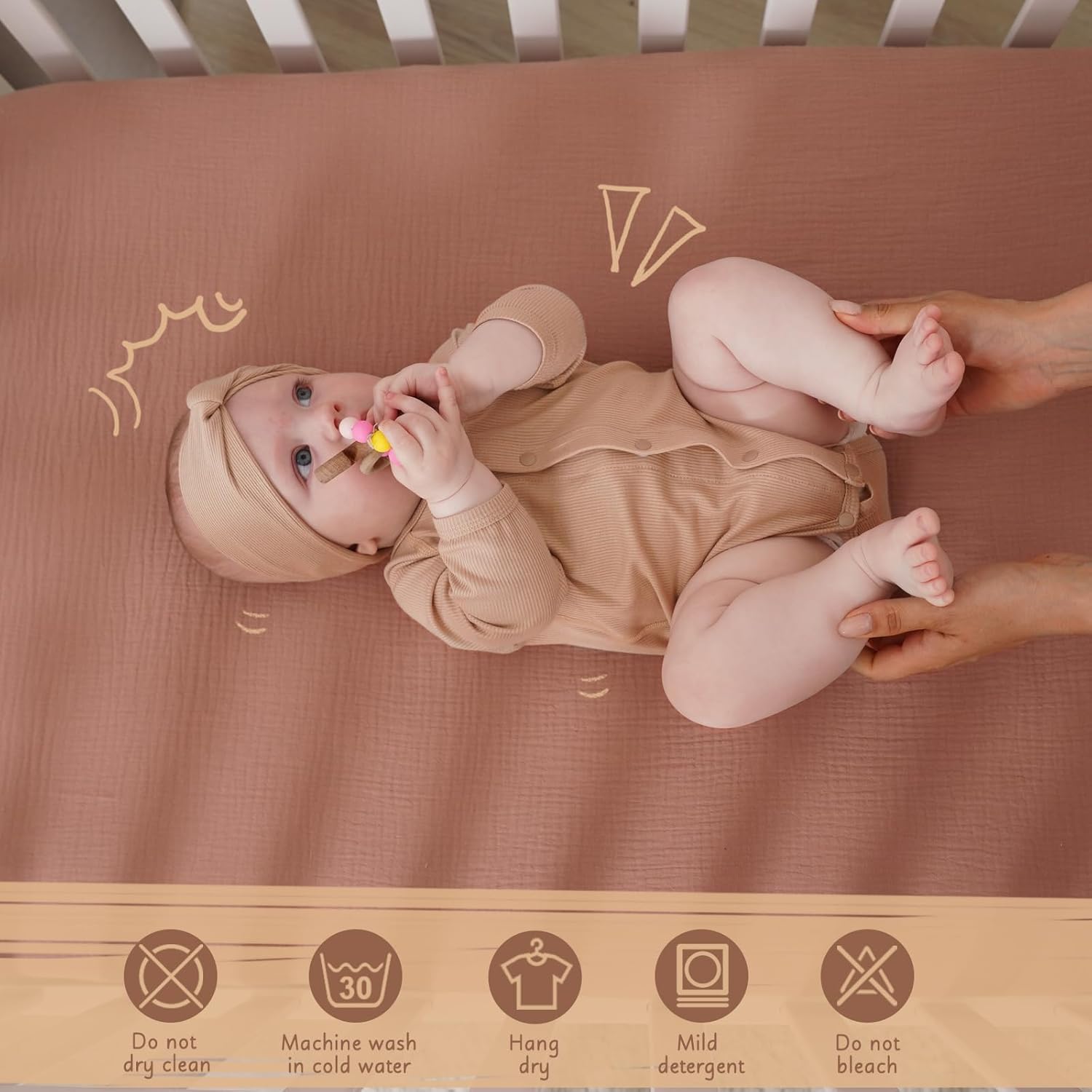 COSMOPLUS -Sábanas de muselina para cuna para niñas, niños, neutros, paquete de 2 sábanas bohemias para cuna, sábana bajera ajustable para colchón