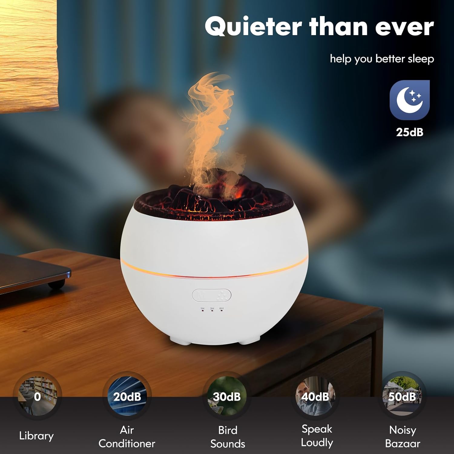 Humidificador de llama con 7 colores difusores de aceite esencial, humidificador sin ruido mejorado para el hogar, estudio de yoga, gimnasio,