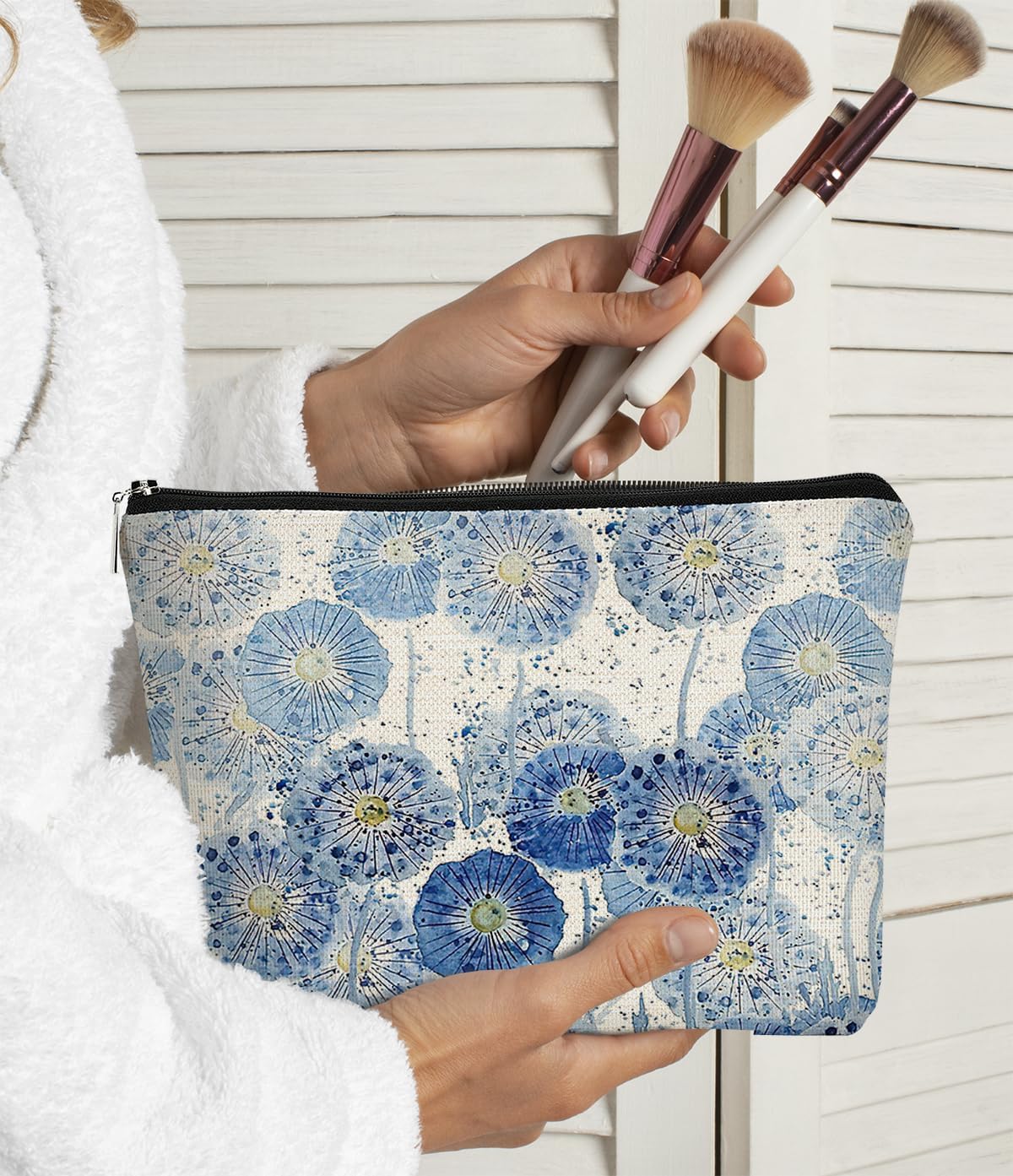 Bolsa de maquillaje floral, bolsa de cosméticos de flores, bolsa de maquillaje estética, bolsa de maquillaje pequeña, bolsa de maquillaje para