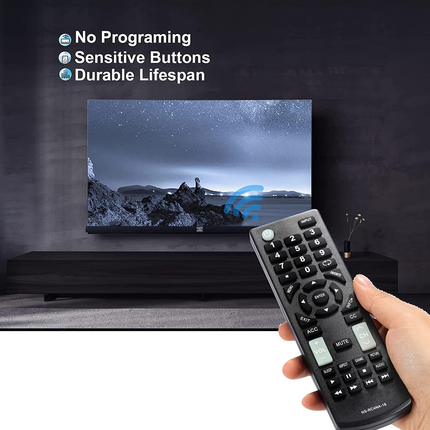 Paquete de 2 unidades de repuesto de control remoto universal para todos los televisores Insignia LED-LCD HDTV