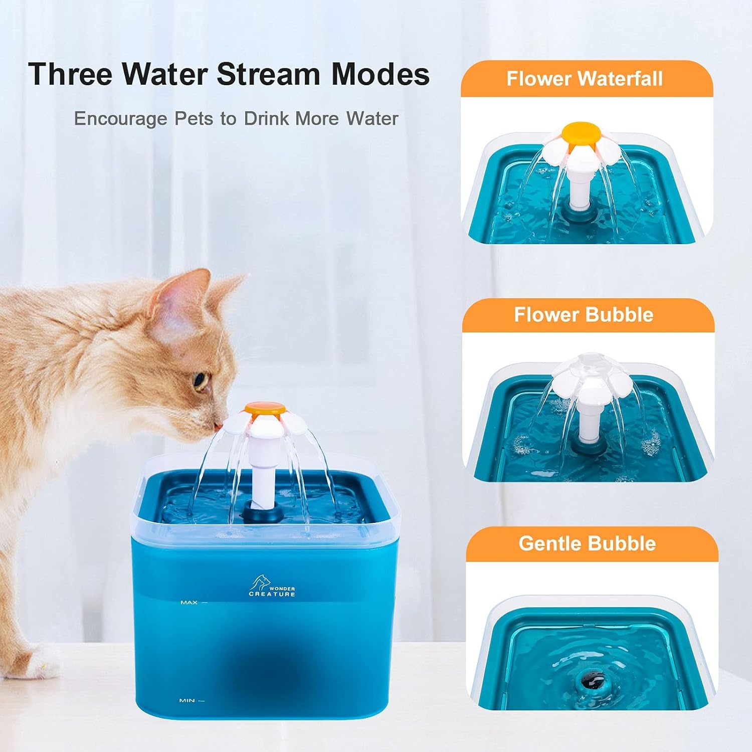 Fuente de agua para gatos, fuente automática de agua para gatos de 67 oz2 L, fuente de agua para mascotas con luz LED y filtro para gatos y perros