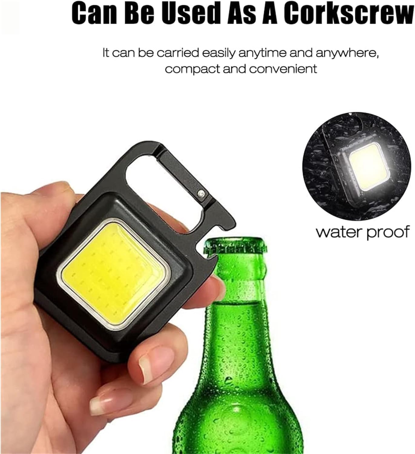 COB – Linterna de llavero súper brillante, linterna COB recargable de 500 lúmenes, 4 modos de luz, con soporte plegable y base magnética, luz de