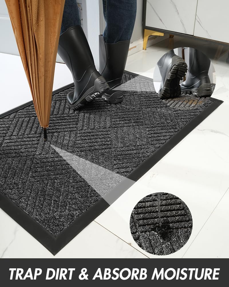 MontVoo – Tapete para puerta delantera para interiores y exteriores, tapete de bienvenida, tapete de entrada para puerta interior y exterior, tapete