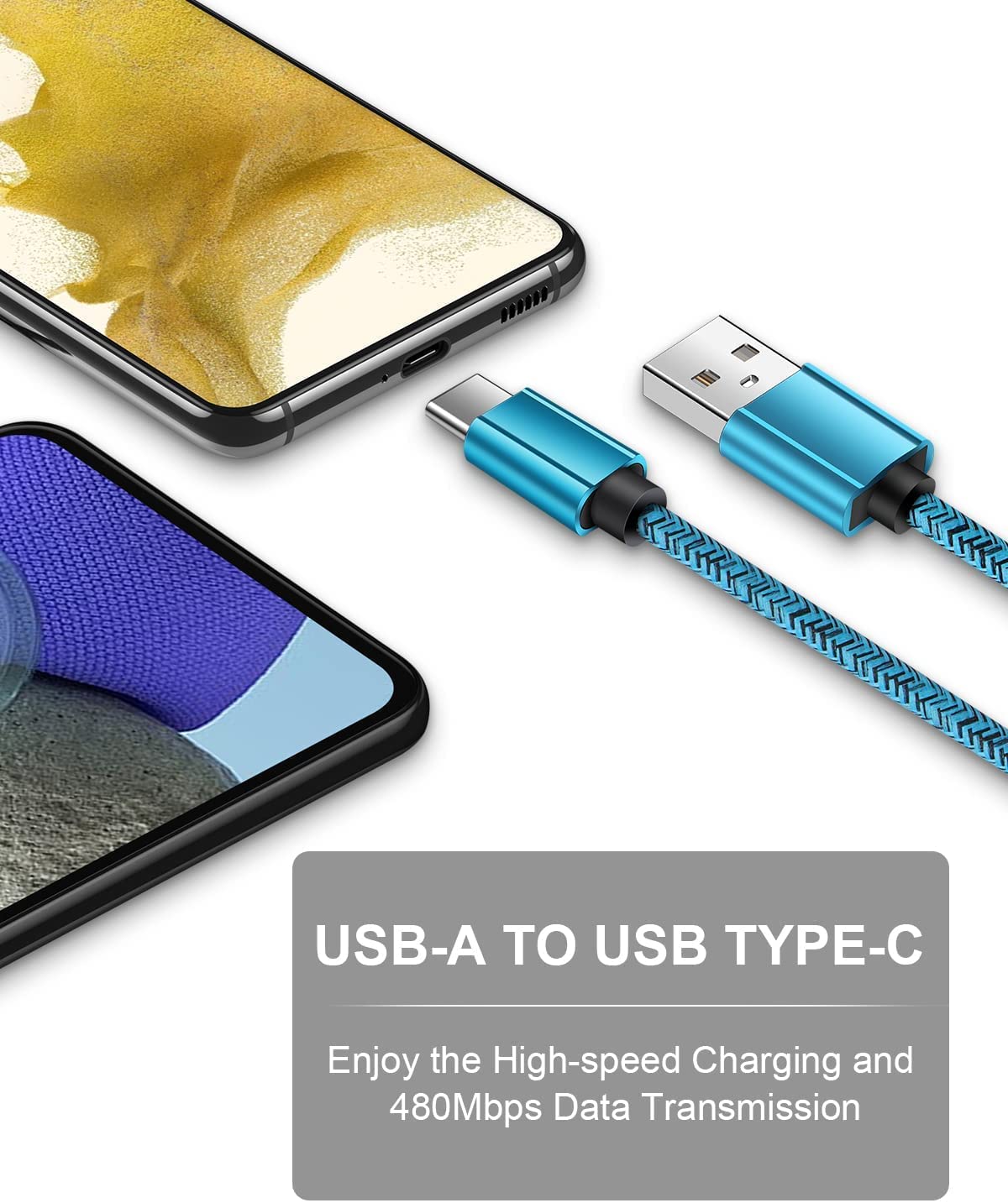 Cable de carga USBC para iPhone 16 Pro Max, cable USB a USB tipo C, cable trenzado de carga rápida para Samsung Galaxy S24 S23 A15 iPhone 1616 Pro15