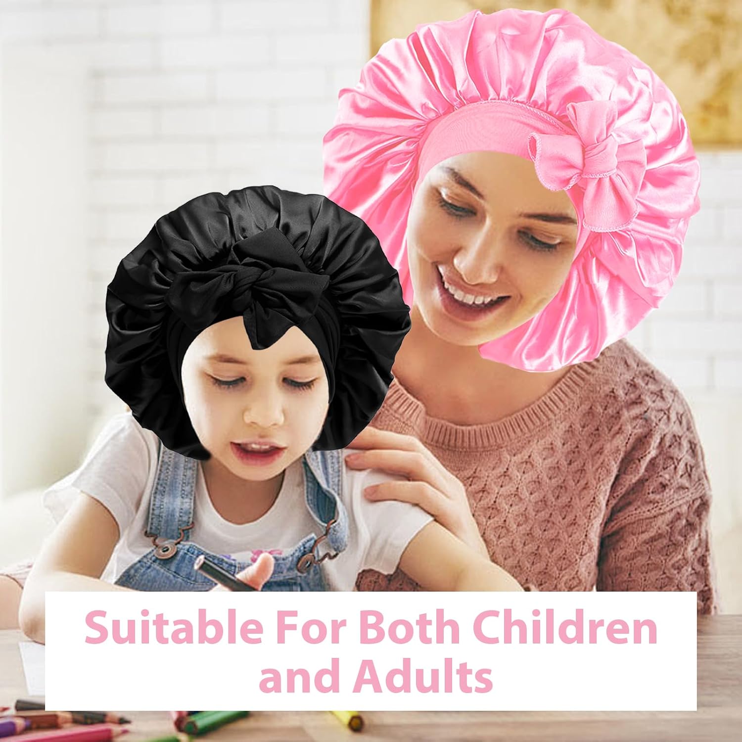 Gorro de seda de satén para mujer, gorro para mujeres negras, gorro de satén mediano para trenzas para dormir, gorro de seda satinada para mujeres