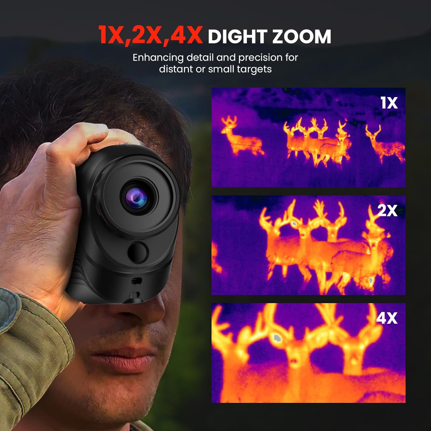 GOYOJO Monóculo térmico, 256 x 192 (25 Hz), cámara de monoscopio de imágenes térmicas para adultos, lentes focales de visión de 0.394 pulgadas,