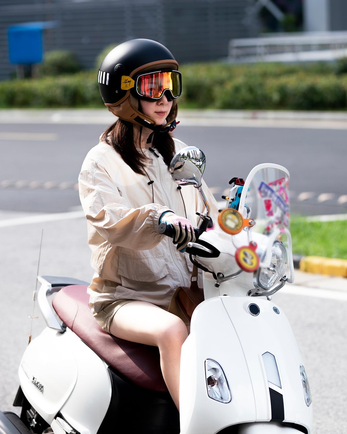 ILM Casco de motocicleta de cara abierta 34 para mujeres y hombres, casco retro para ciclomotor, scooter, crucero, casco vintage, medio casco DOT