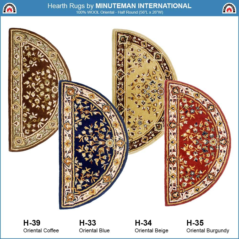 Minuteman International Alfombra de lana oriental beige para hogar, media redonda