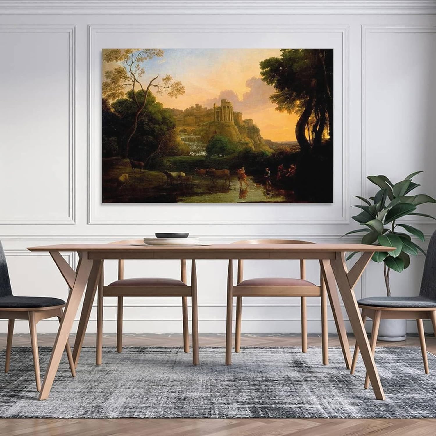 Claude Lorrain – Póster de vista ideal de Tivoli, pintura decorativa en lienzo, arte de pared, póster de sala de estar, pintura de dormitorio, 12 x
