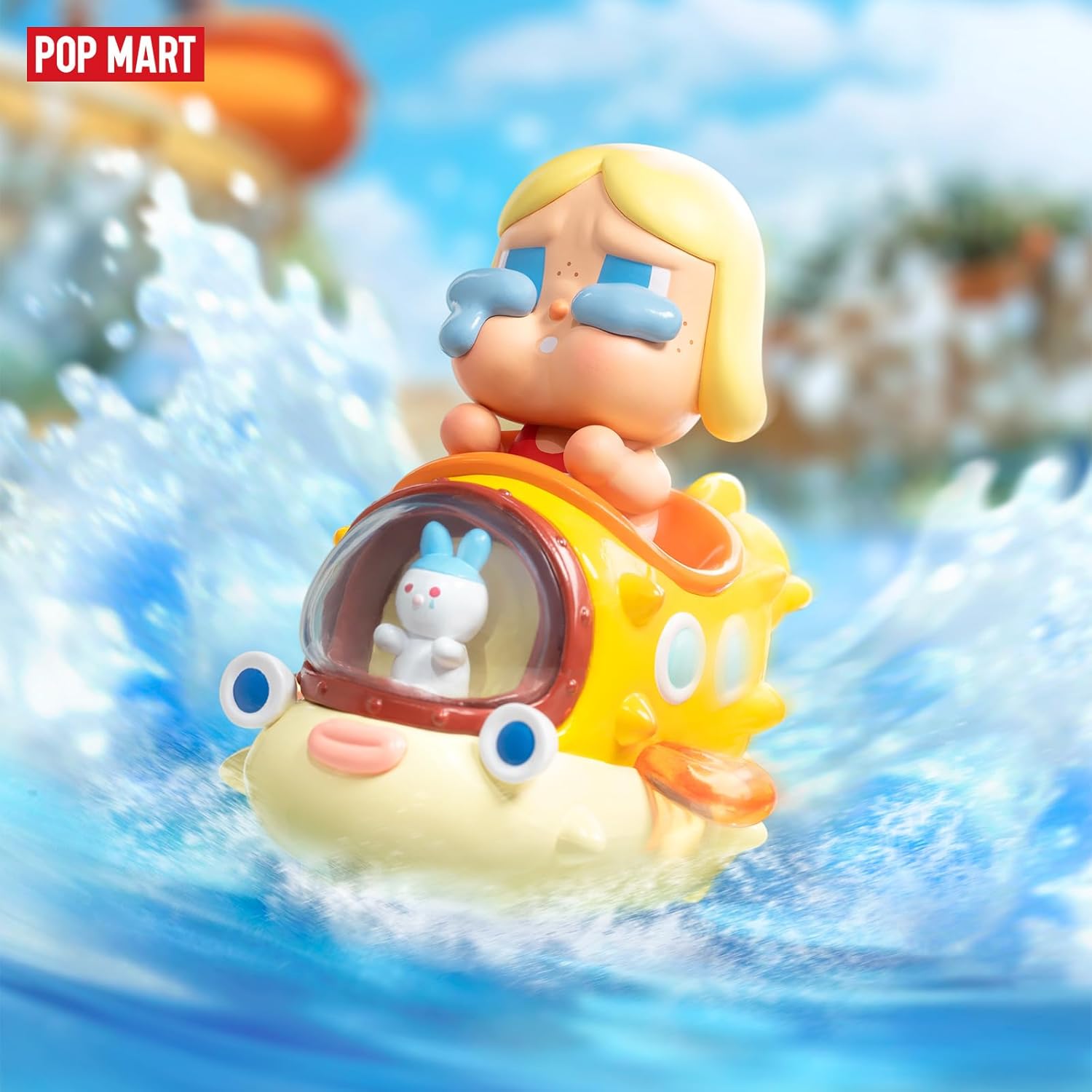 POP MART Figuras de caja ciega de fiesta acuática, juguetes de diseño aleatorio para decoración moderna del hogar, juego de juguetes coleccionables