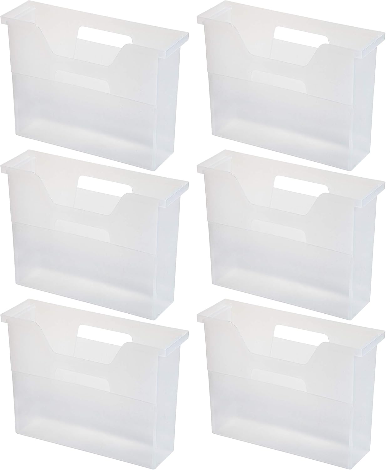 IRIS Caja de archivos de escritorio portátil pequeña de Estados Unidos con tapa abierta, paquete de 6, asas laterales, carpetas de archivos