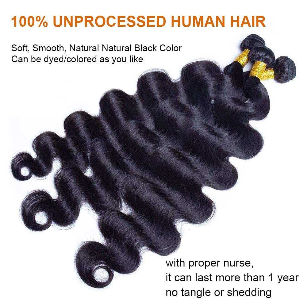 Paquetes de cabello humano ondulado de 16, 16, 16, 16 pulgadas, paquetes de cabello humano grado 10A, 100% sin procesar, cabello virgen brasileño,