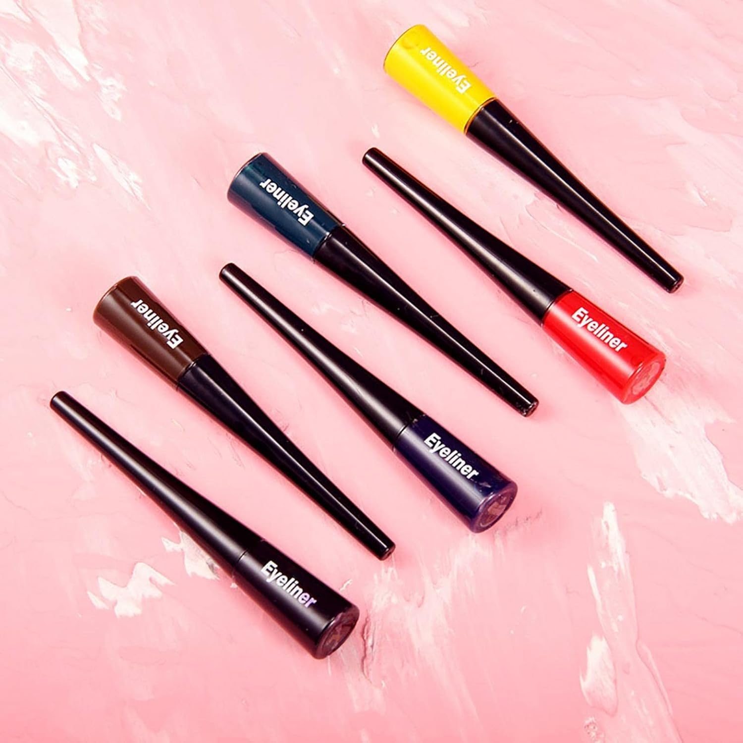 Delineador de ojos líquido mate, 6 colores neón coloridos, delineadores de ojos para mujeres, principiantes, impermeables, de alta pigmentación, de