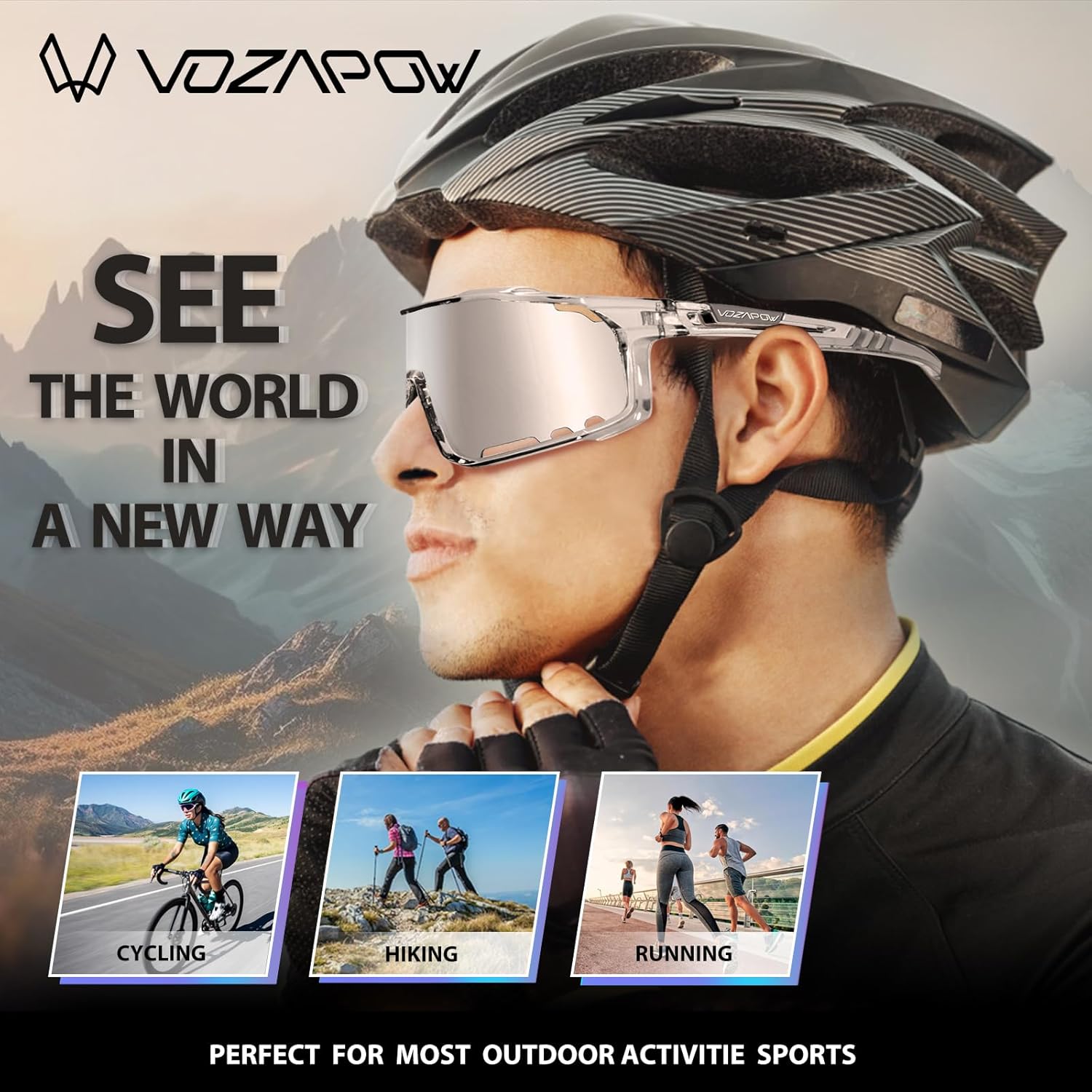 Gafas de ciclismo fotocromáticas para hombres y mujeres, UV400 gafas de sol deportivas para MTB, equitación, correr, pesca, béisbol