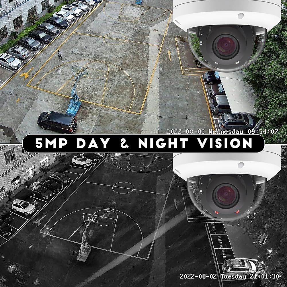 Seguridad 5.0MP H.265 POE IP PTZ Cámara, 5X 0.106-0.531 in AF Lente, IP66 impermeable exteriorinterior cámara domo de red a prueba de vandalismo,