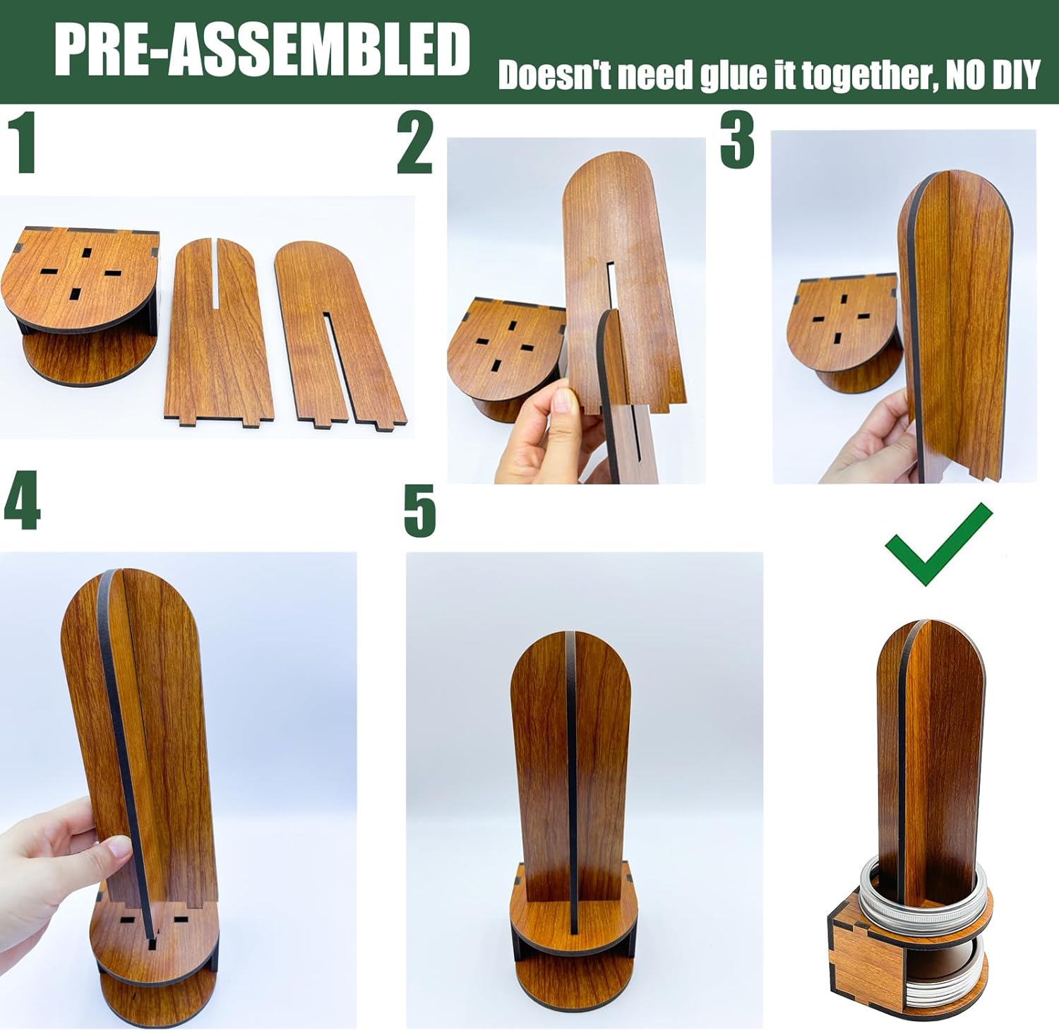 2 organizadores de tapas de tarros de masón, almacenamiento de tapa de tarro de madera para ahorrar espacio, organización de la cocina, soporte para