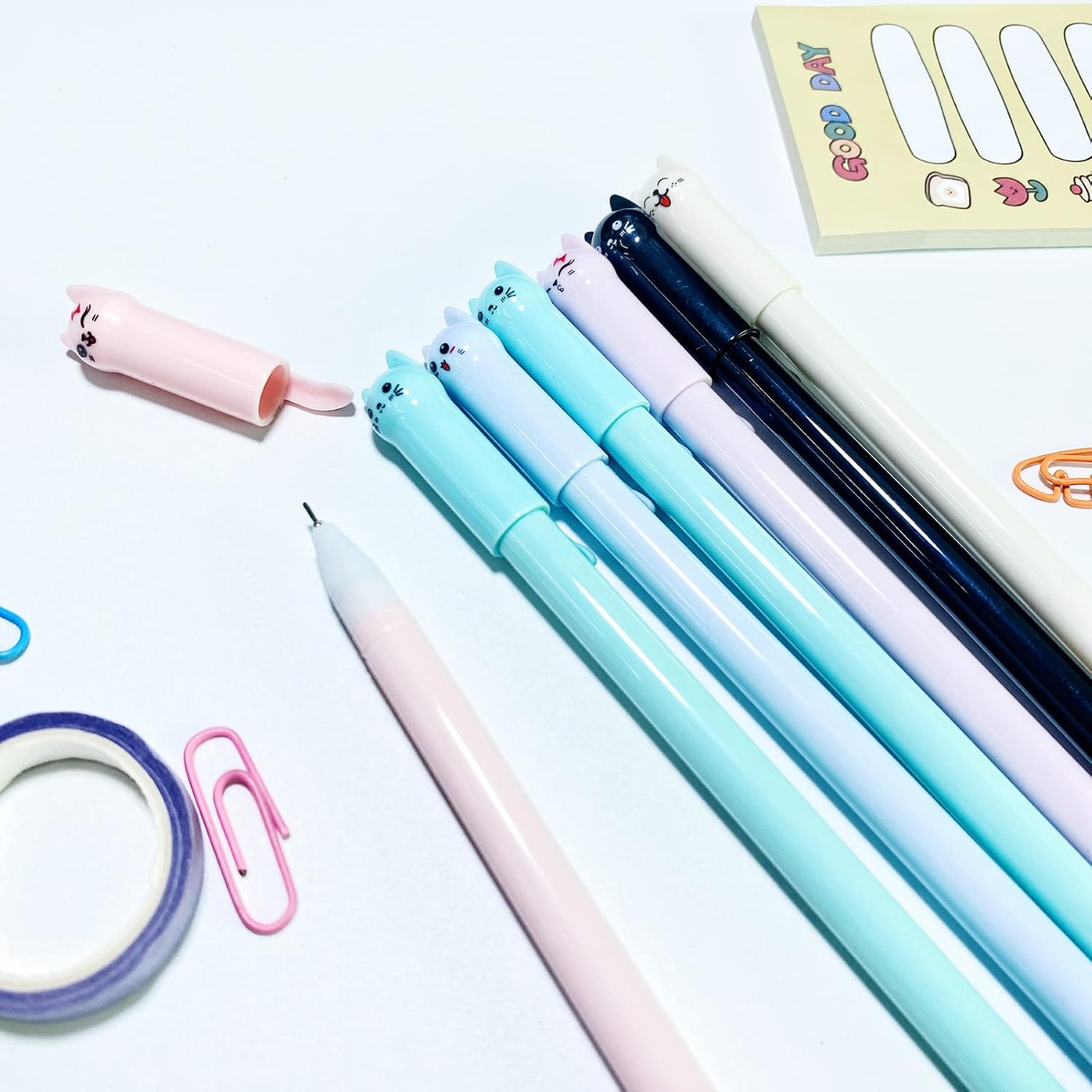 Bolígrafos lindos de dibujos animados de animales Kawaii Pen lindo bolígrafo de gato de 0.020 in bolígrafos de tinta negra bolígrafos para la