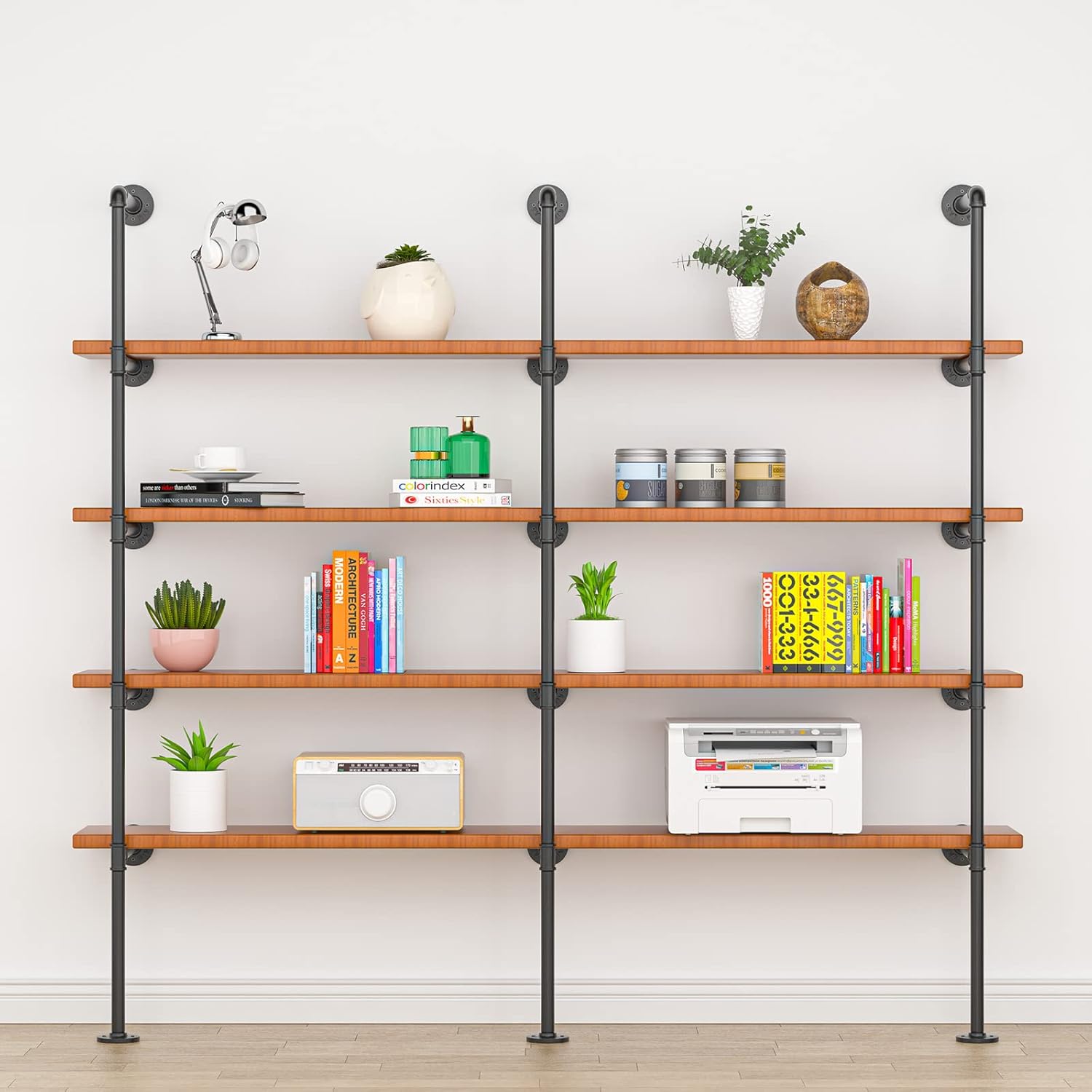 Soportes industriales de tubería de hierro, estantes de tubería de bricolaje montados en la pared para cocina, decoración de sala de estar y