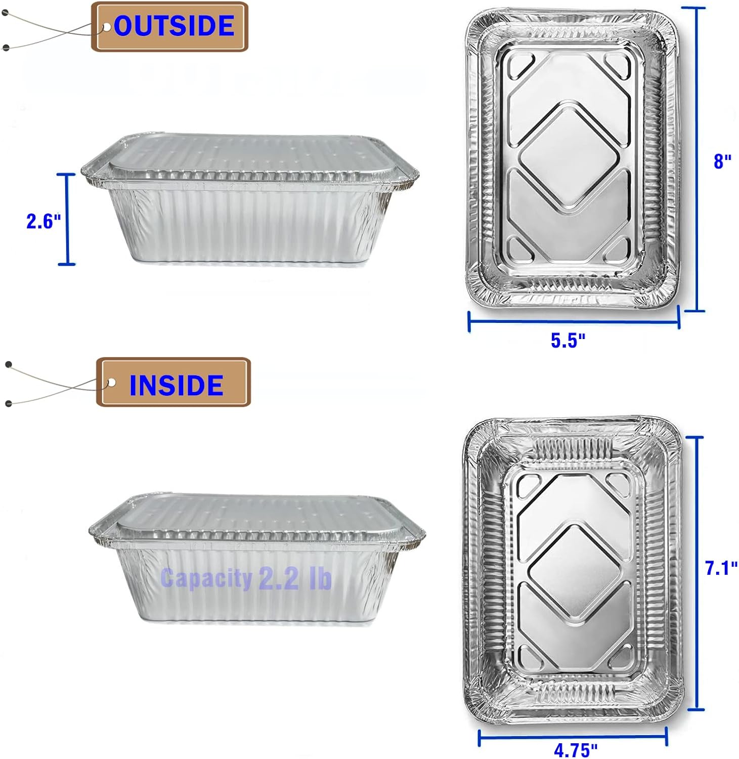 Moldes de papel de aluminio con tapas, forros de cesta para freidora de aire para Ninja Foodie DZ401 DZ201, recipientes de almacenamiento de