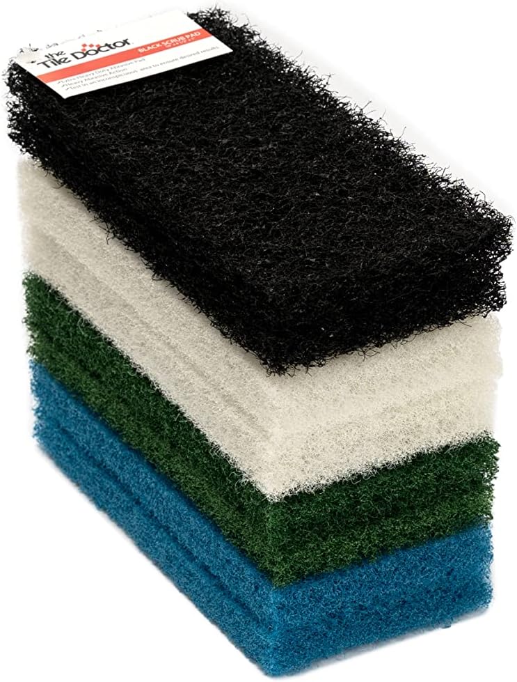 The Tile Doctor Almohadilla multiusos  Ideal para limpieza de baño, cocina y suelo  Esponja antiarañazos y limpiador de ducha  Paquete variado  (No