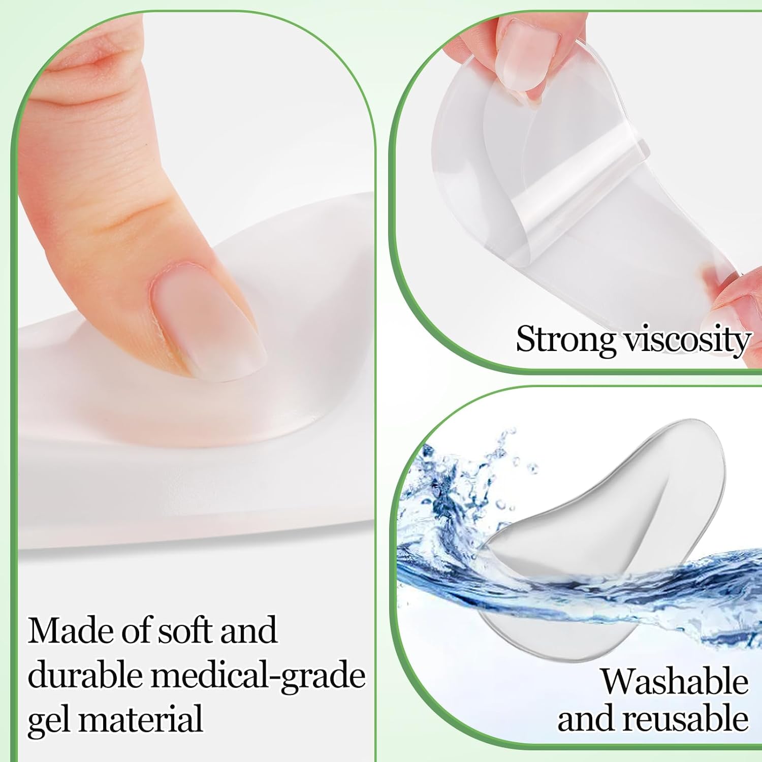 Madholly 6 pares de almohadillas de gel con soporte de arco para pies planos, adhesivo transparente para pegar en el arco para mujeres y hombres