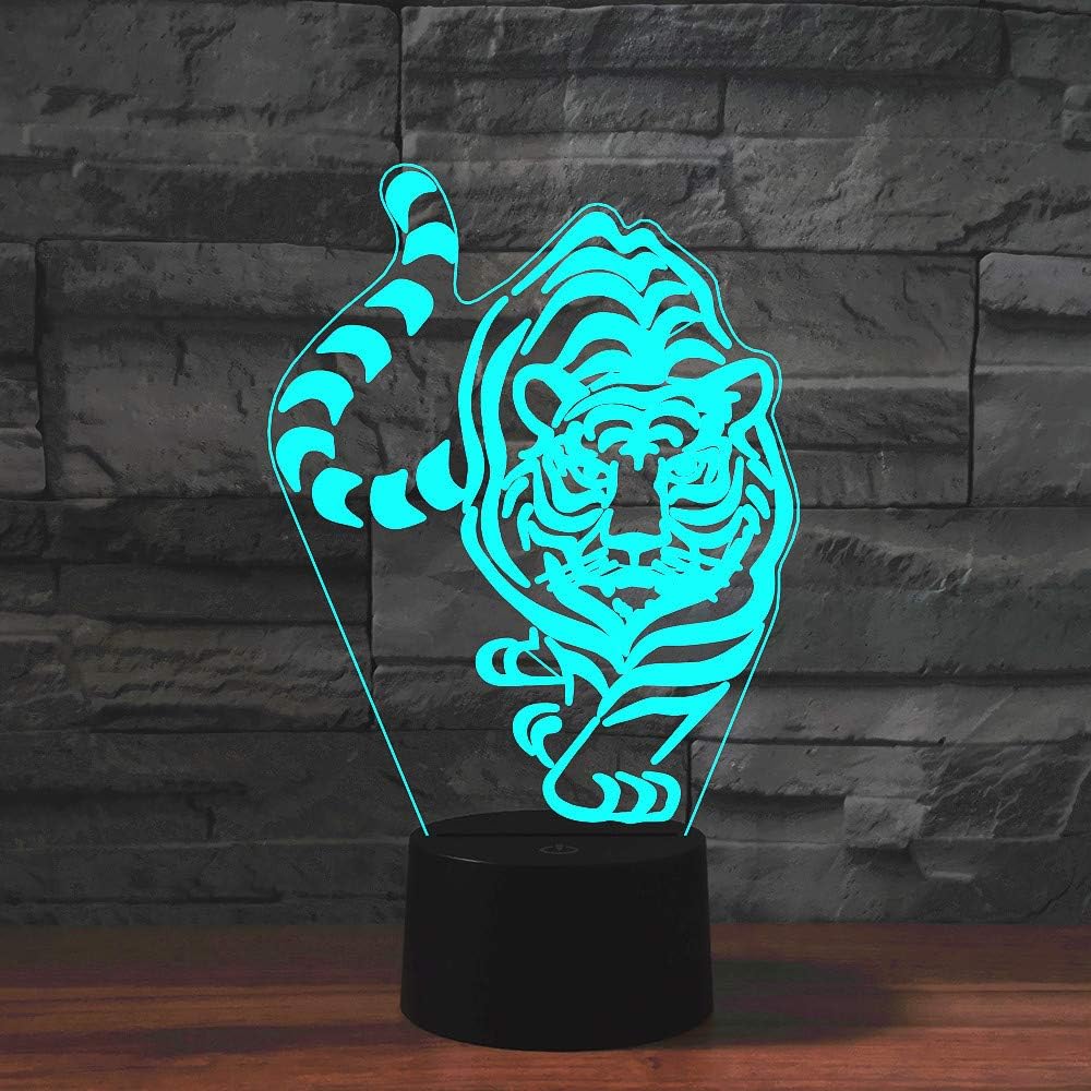 Luz nocturna para niños, lámpara LED de tigre 3D con control remoto, 16 colores cambiantes, regalo de cumpleaños de Navidad para niño