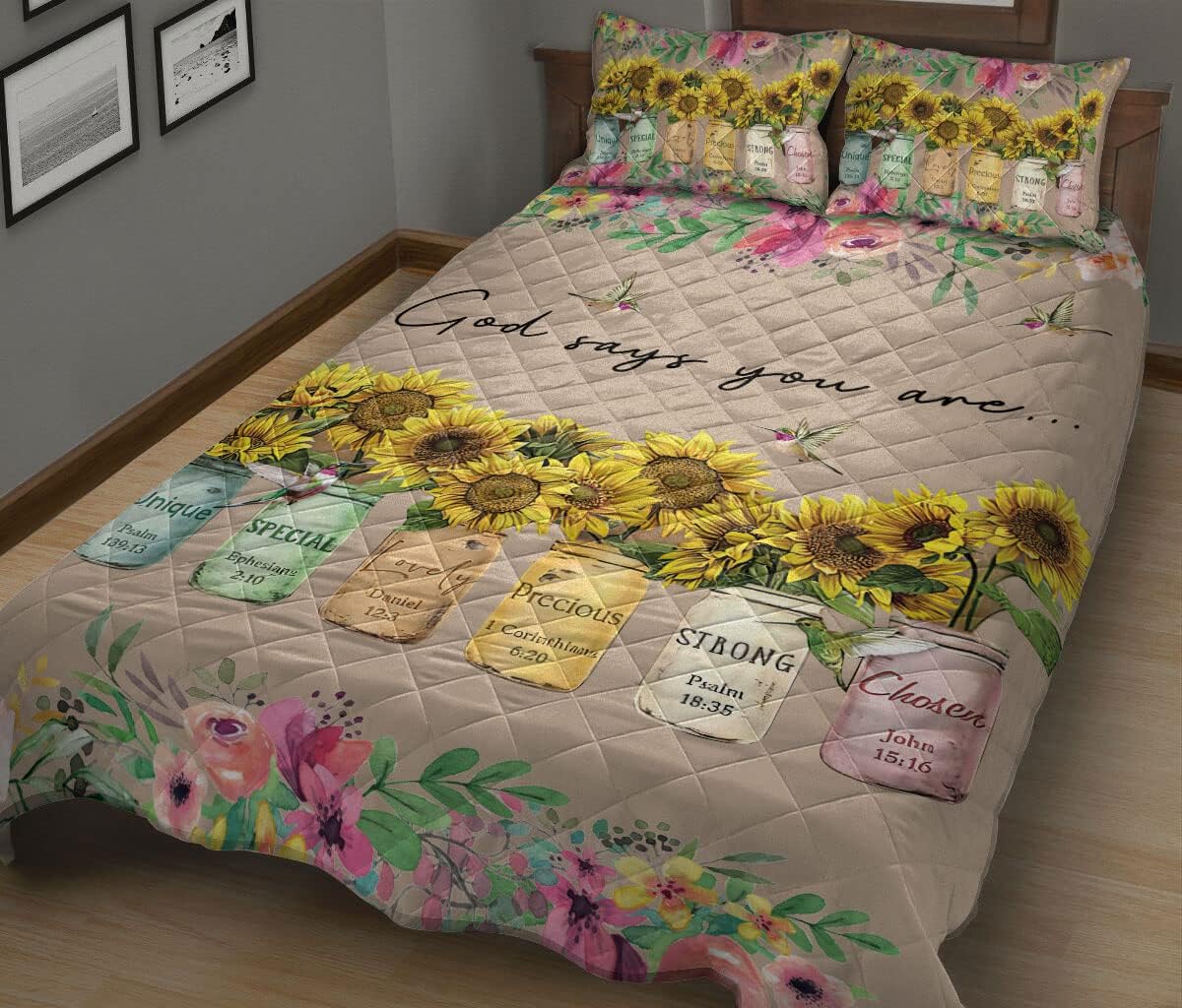OhaPrints God Says You are – Juego de edredón y fundas de almohada, juego de ropa de cama y funda de almohada, tamaño King, Queen, doble,