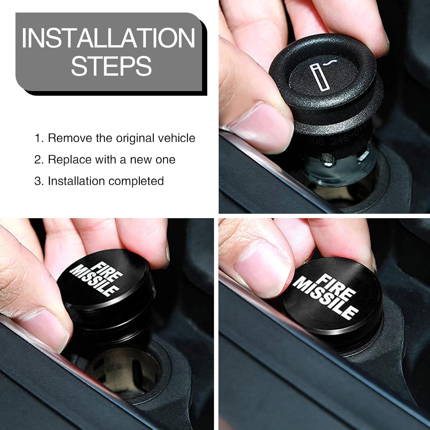 2 fundas de botón de metal para encendedor de cigarrillos de automóvil, reemplazo de cubierta decorativa para encendedor de cigarrillos, enchufe