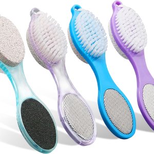 Cepillo de pies y piedra pómez Paquete de 4 cepillos de pies para ducha, 4 en 1, lima de pedicura para el cuidado de los pies, morado y azul Cepillo de pies y piedra pómez Paquete de 4 cepillos de pies para ducha, 4 en 1, lima de pedicura para el cuidado de los pies, morado y azul