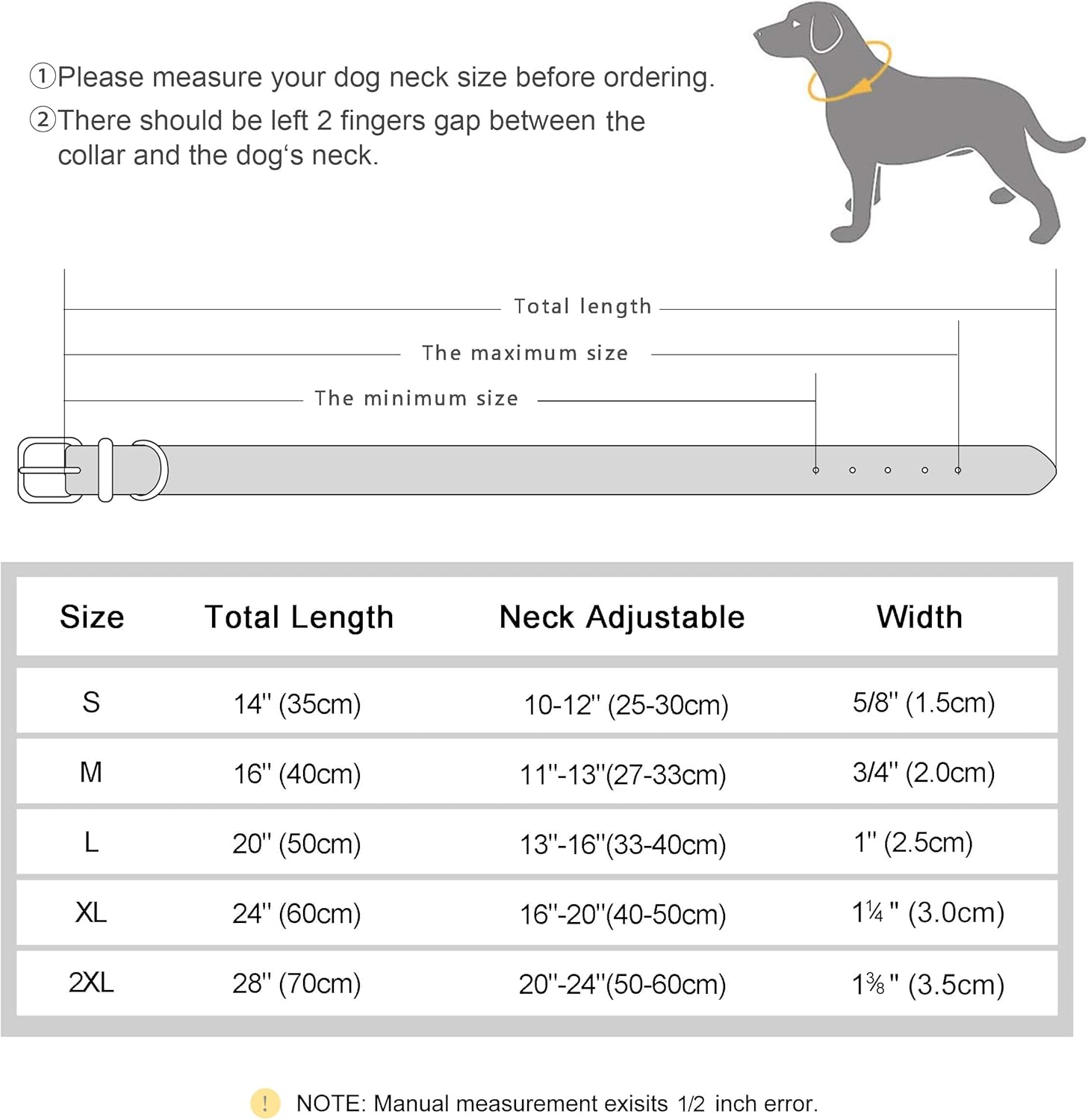 Didog Collares de cuero personalizados para perros con placa de identificación grabada, collares de perro acolchados personalizados grabados para
