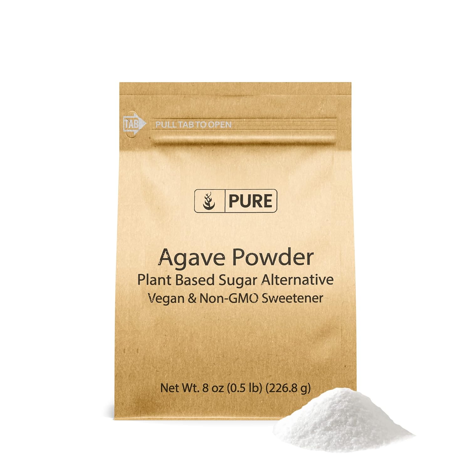 Pure Original Ingredients Edulcorante vegano en polvo de agave (8 onzas), se añade fácilmente a bebidas y recetas