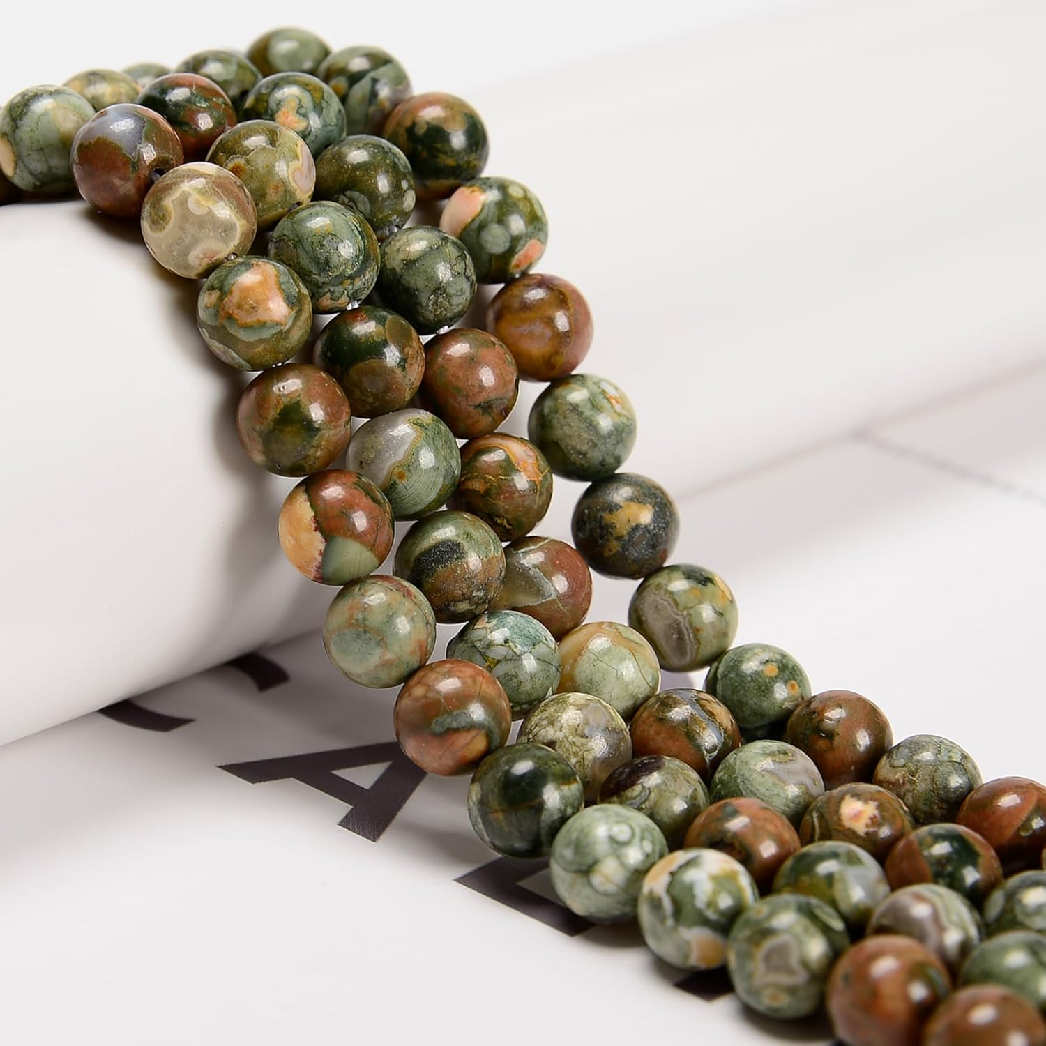 65 cuentas de piedra real, redondas y sueltas, redondas y naturales, de 0.236 pulgadas, auténticas para manualidades, joyería, pulseras, aretes,
