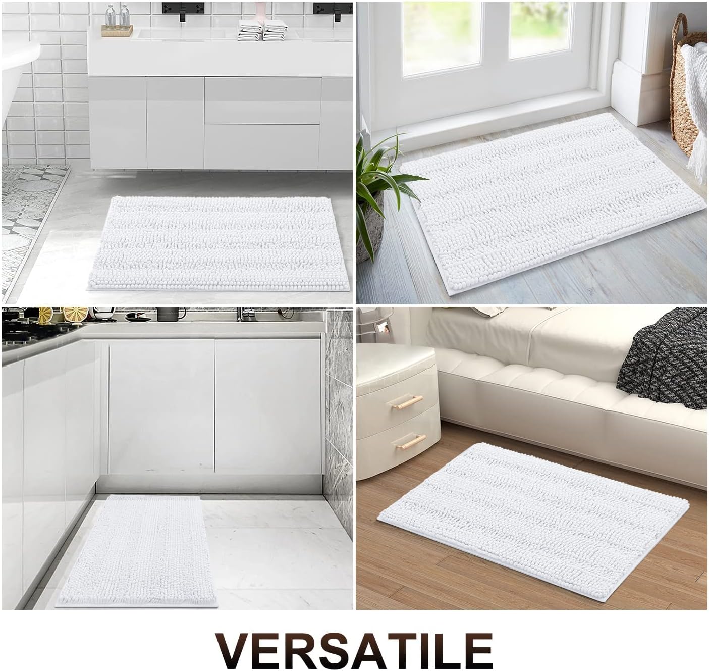 Grandaily Alfombras de baño de felpilla a rayas y alfombras para inodoro en forma de U, tamaño de alfombra de baño 30 x 20 pulgadas y alfombras de