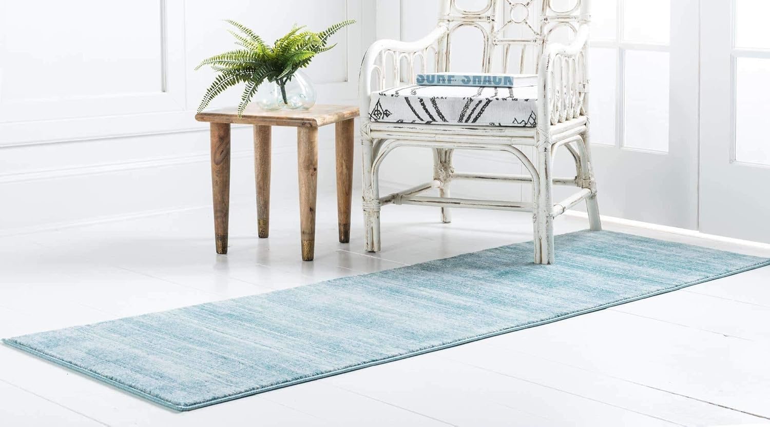 Unique Loom Uptown Collection – Alfombra Madison Avenue (2 pies 2 pulgadas x 6 pies 1 pulgada, turquesamarfil)