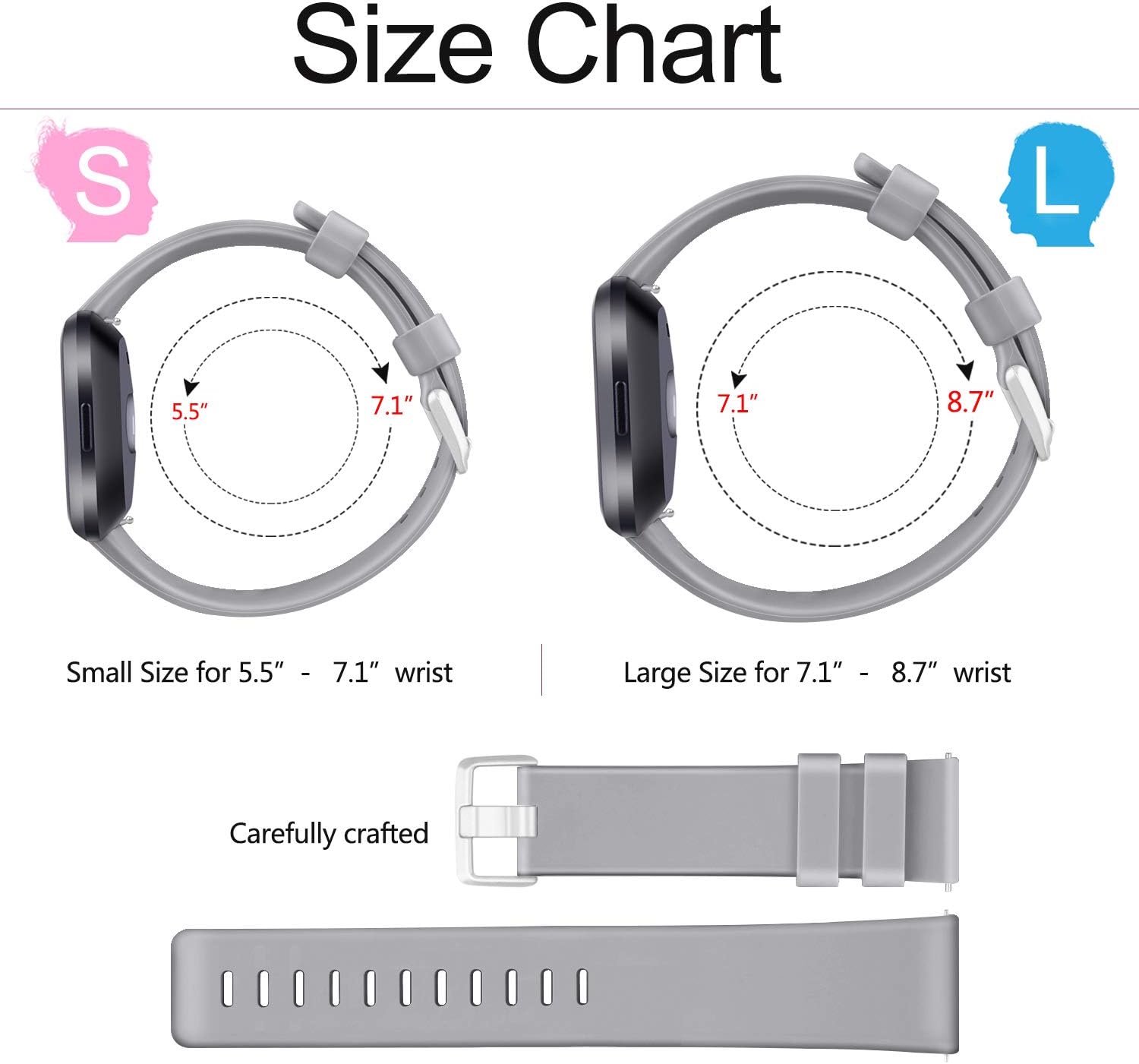 Paquete de 3 correas de silicona suave compatibles para Fitbit Versa 2Fitbit VersaFitbit Versa Lite, correas deportivas ajustables para mujeres y