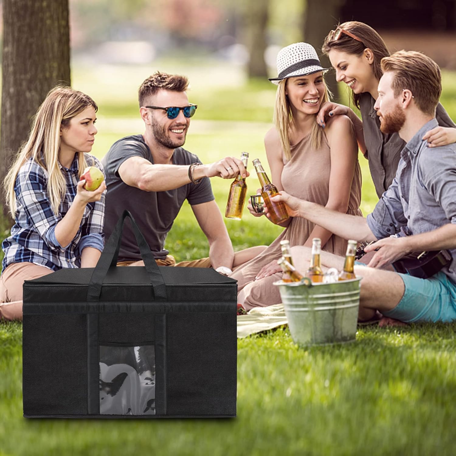 Bolsas enfriadoras grandes aisladas, bolsas reutilizables para alimentos calientes y fríos, plegables de gran capacidad y duraderas, adecuadas para