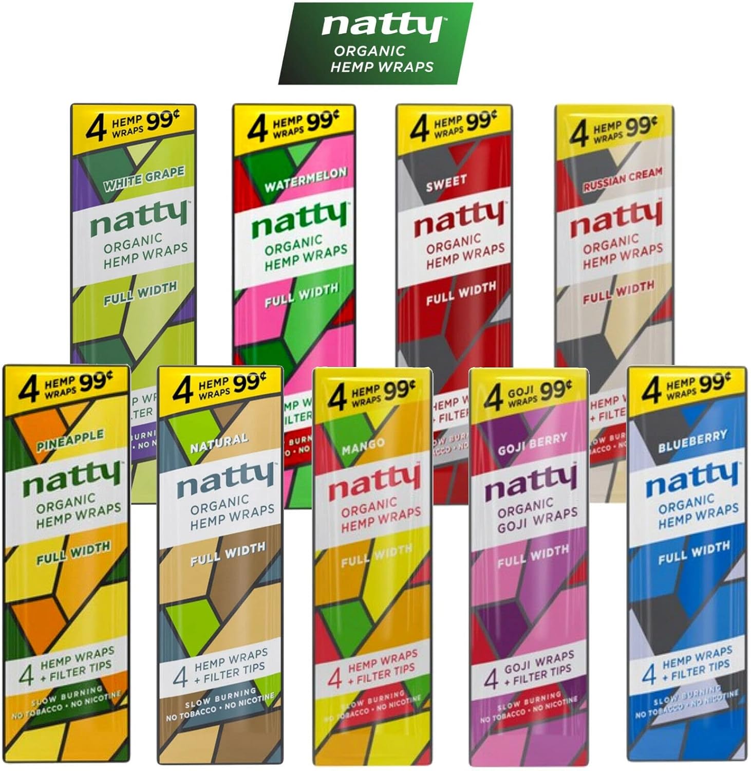 Natty – Envolturas de cáñamo de ancho completo, 15 paquetes por caja, 4 envolturas por paquete, sabor crema rusa (1 unidad)