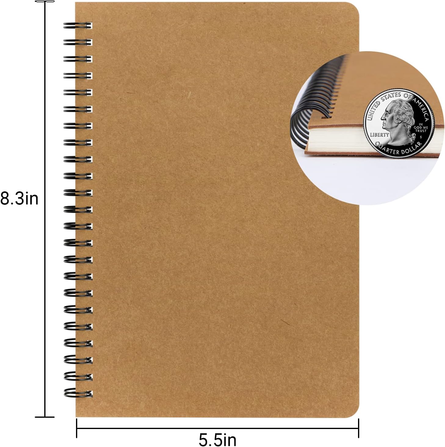 EUSOAR – Cuaderno en espiral de tapa dura, tamaño A5, paquete de 3 cuadernos de 5.5 x 8.3 pulgadas, cuaderno de bocetos en espiral de papel de
