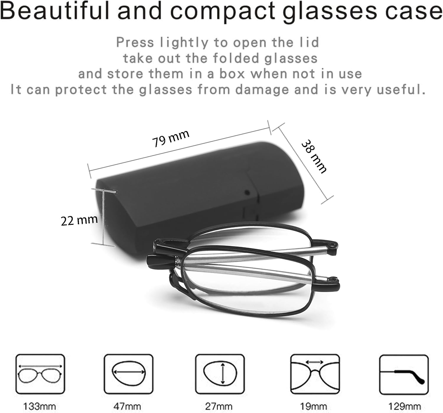 Gafas de lectura plegables – Lectores portátiles plegables para hombres y mujeres con estuche 2 pares 2.00