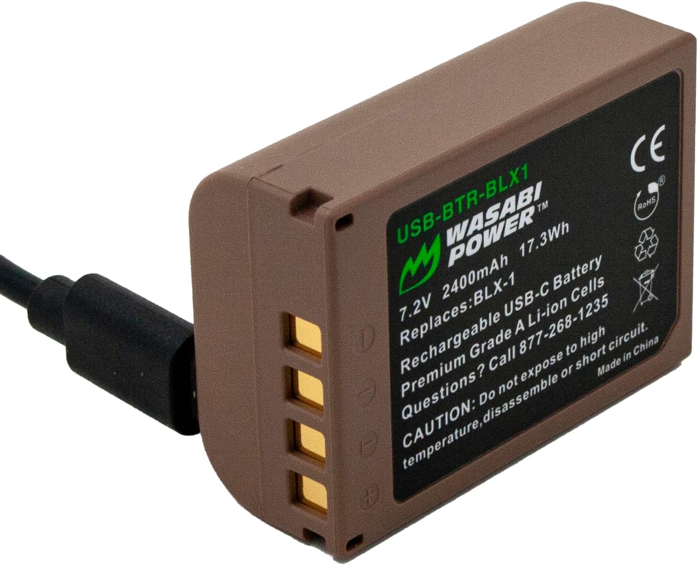 Wasabi Power Batería USB para Olympus BLX-1 con carga rápida USB-C