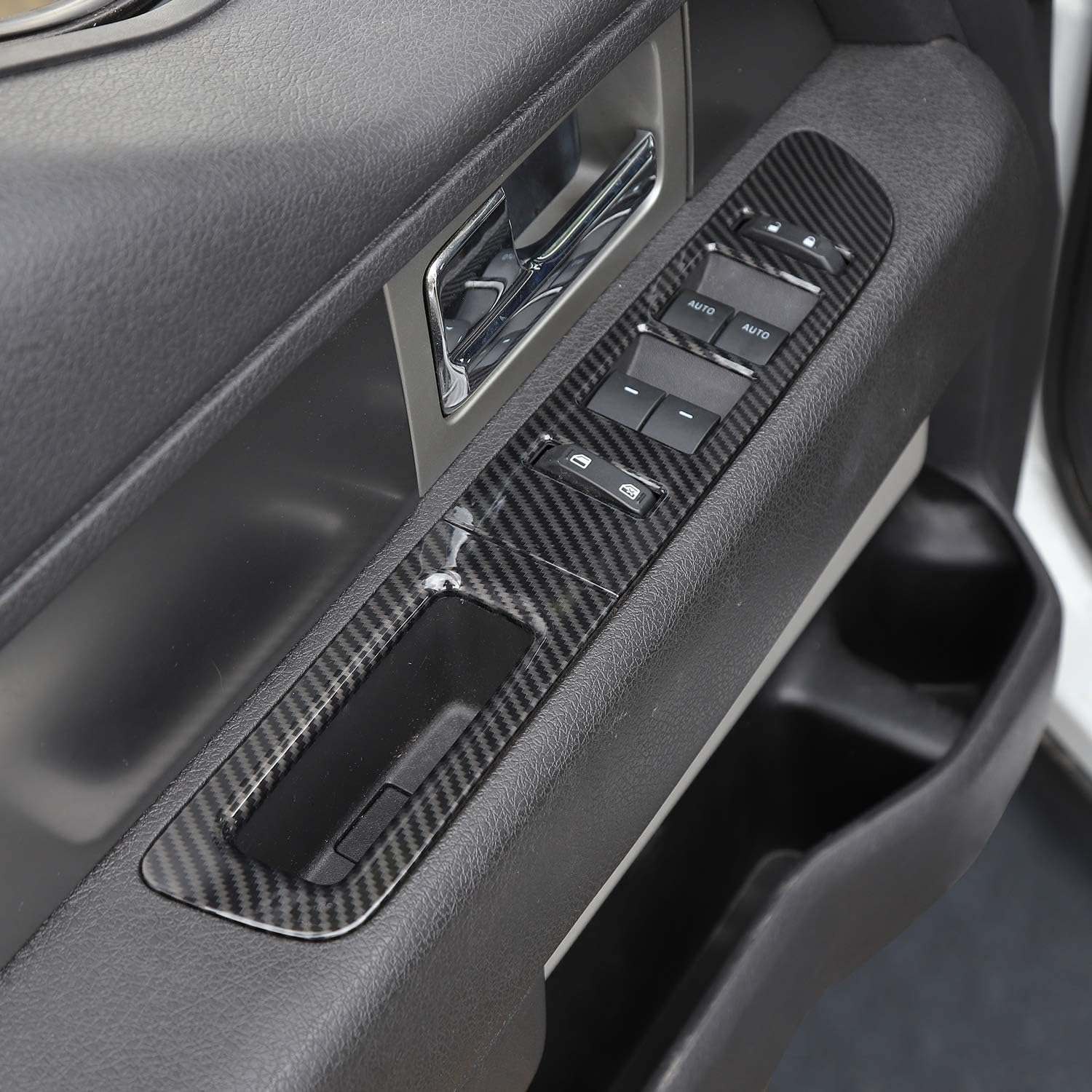 Interruptor de elevalunas de coche Decoración del panel del marco de la cubierta del marco para Ford F150 2009-2014 (fibra de carbono)