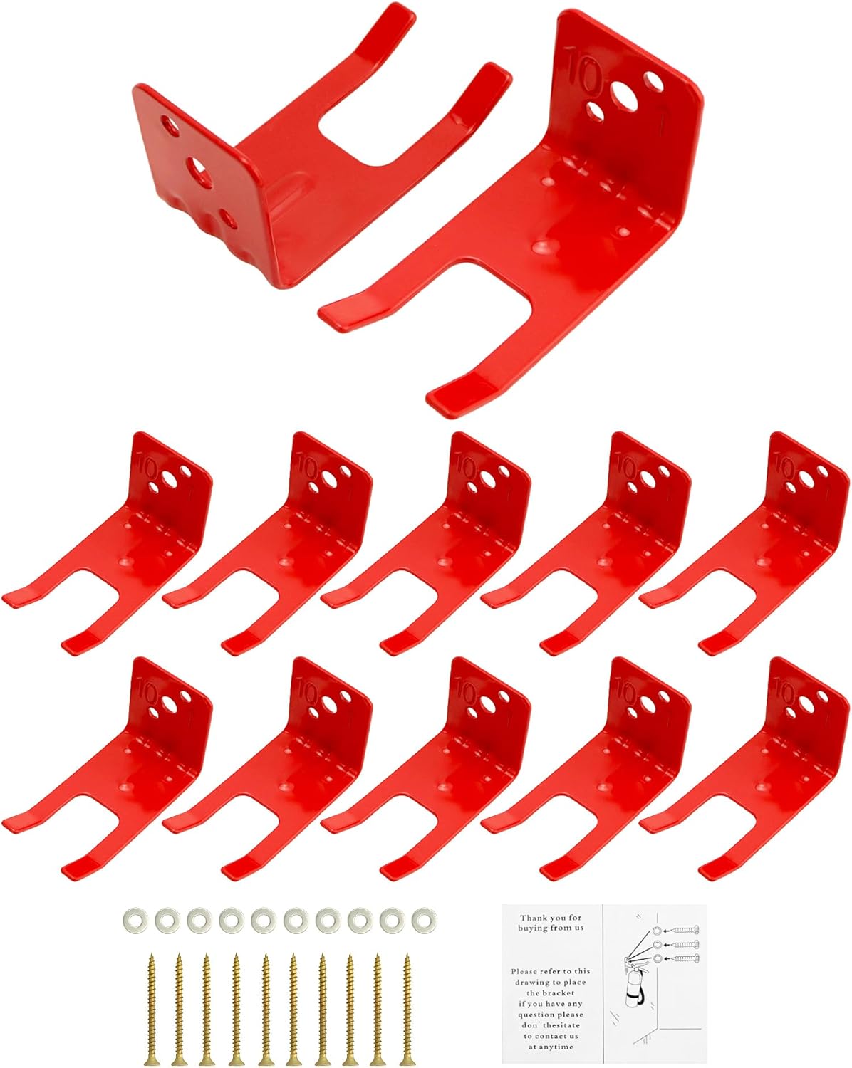 QWORK Soporte para extintor de incendios, paquete de 12 soportes de acero estilo tenedor para extintor, universal para todos los extintores de 5 a