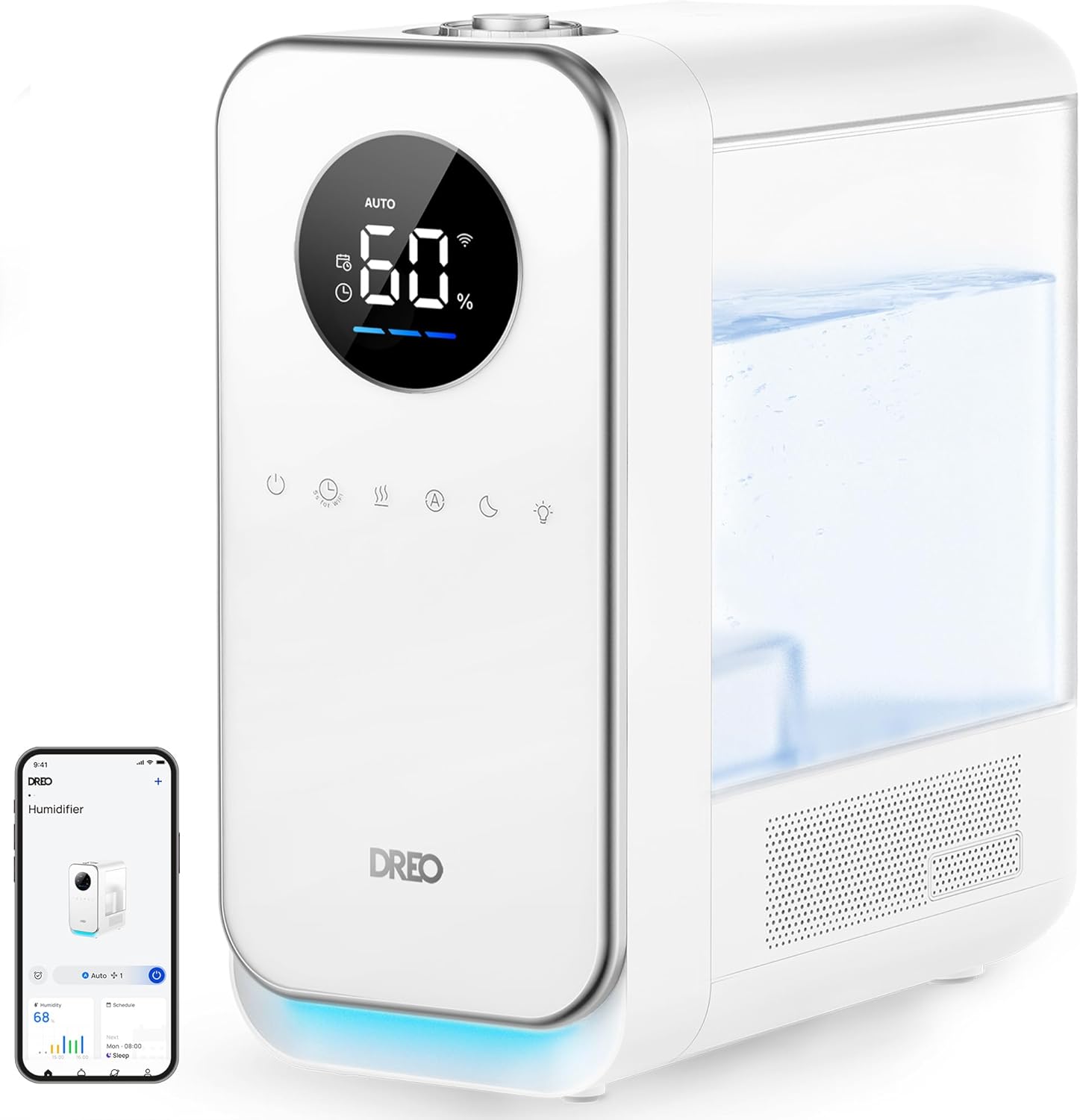 Dreo Humidificadores para dormitorio y hogar, humidificadores inteligentes silenciosos de niebla fría para habitación grande, difusor de aceite y